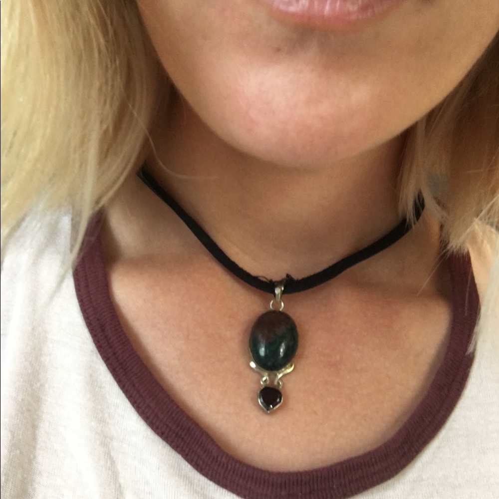 Handmade bloodstone and garnet necklace